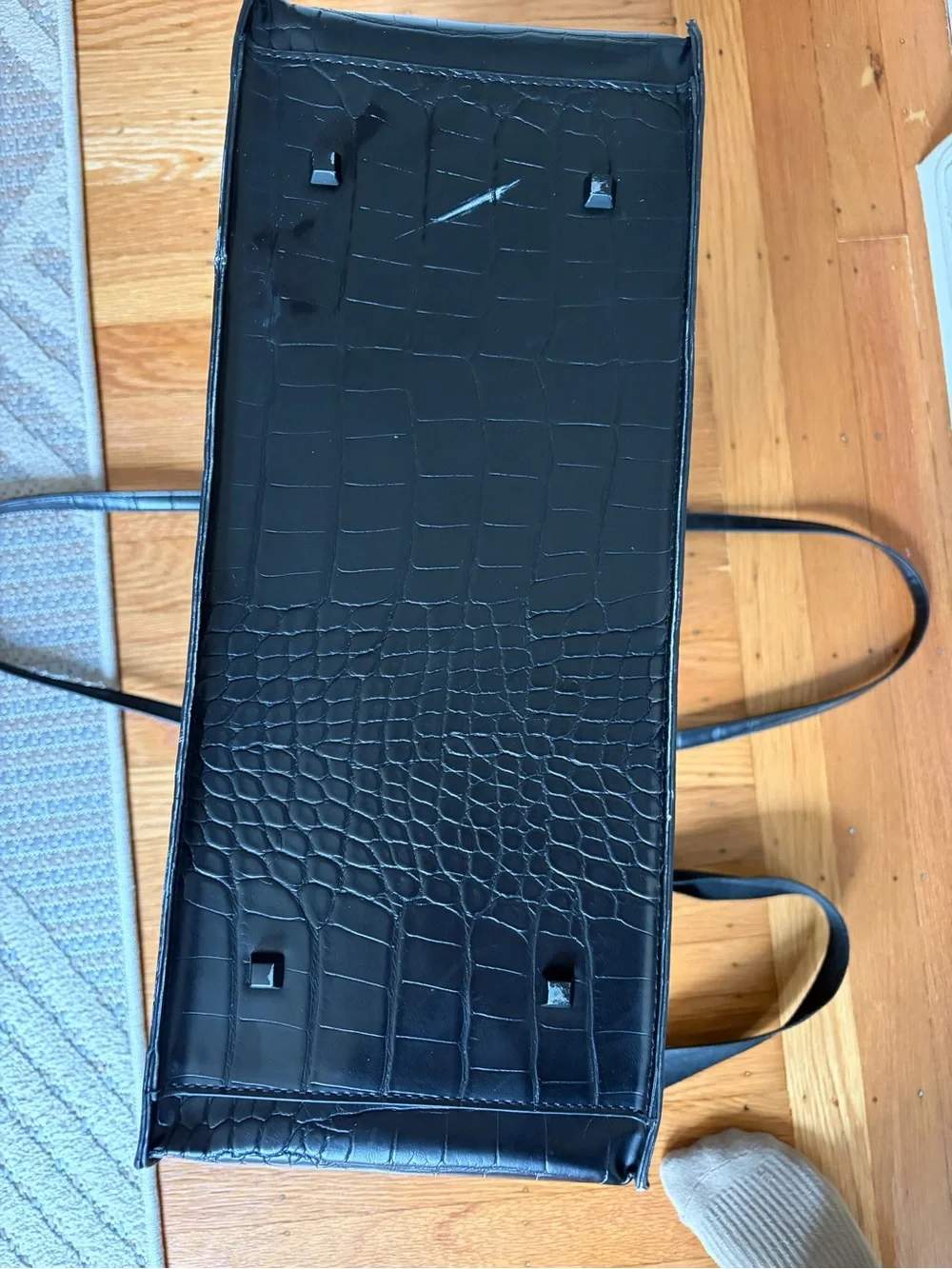 BEIS Black Croc Large Work Tote